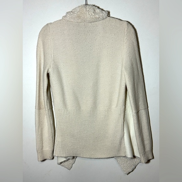 Romeo & Juliet Cream Open Waterfall Front Cardigan with Faux Fur Trim size Med - Picture 6 of 9